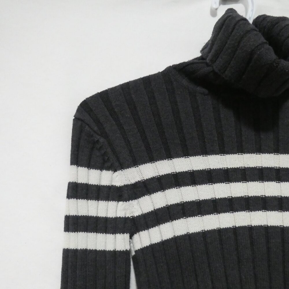 DKNY ACTIVE | medium | Striped Ribbed Turtleneck Long Sleeve Sweater - Picture 3 of 14
